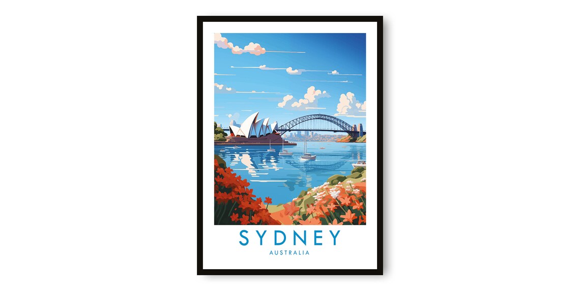 Sydney Travel Poster, Australia Decor for Home