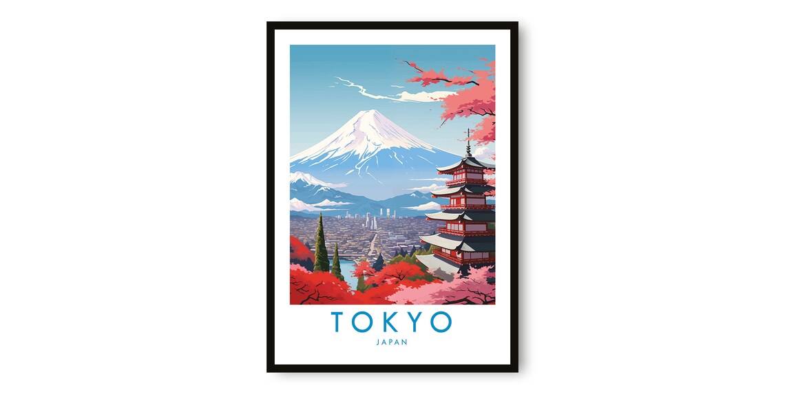 Tokyo Travel Poster, Japan Travel Decor Print