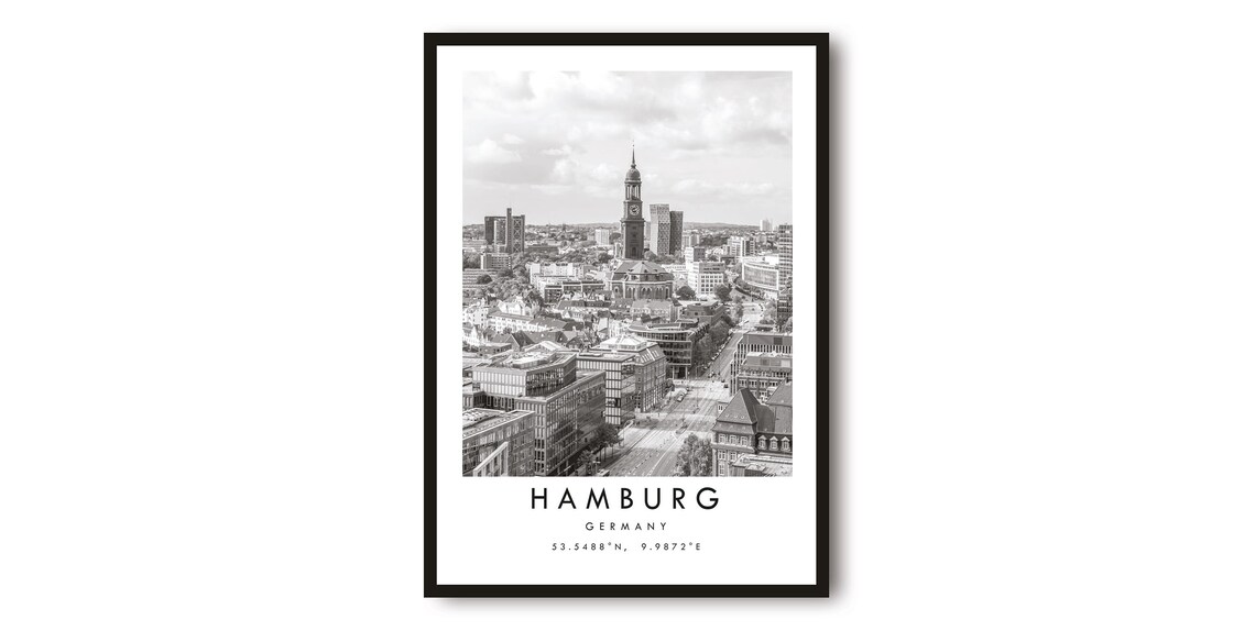 Hamburg Germany Black And White Cityscape Photography Poster