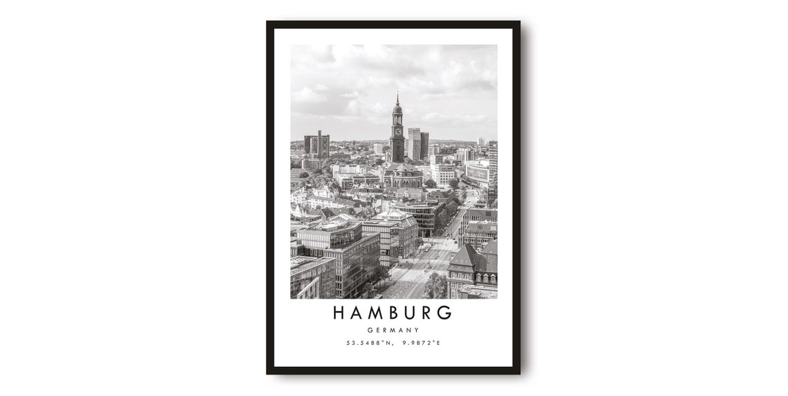 Hamburg Germany Print Black And White Cityscape Photography