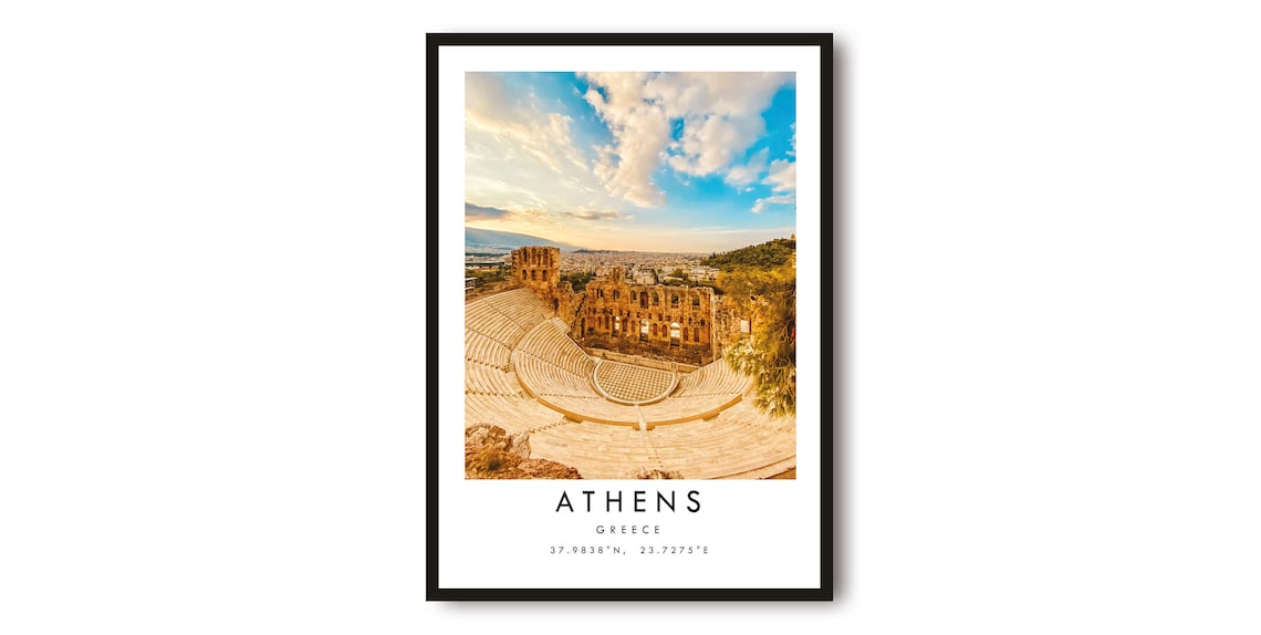 Athens Greece Travel Poster, European City Print