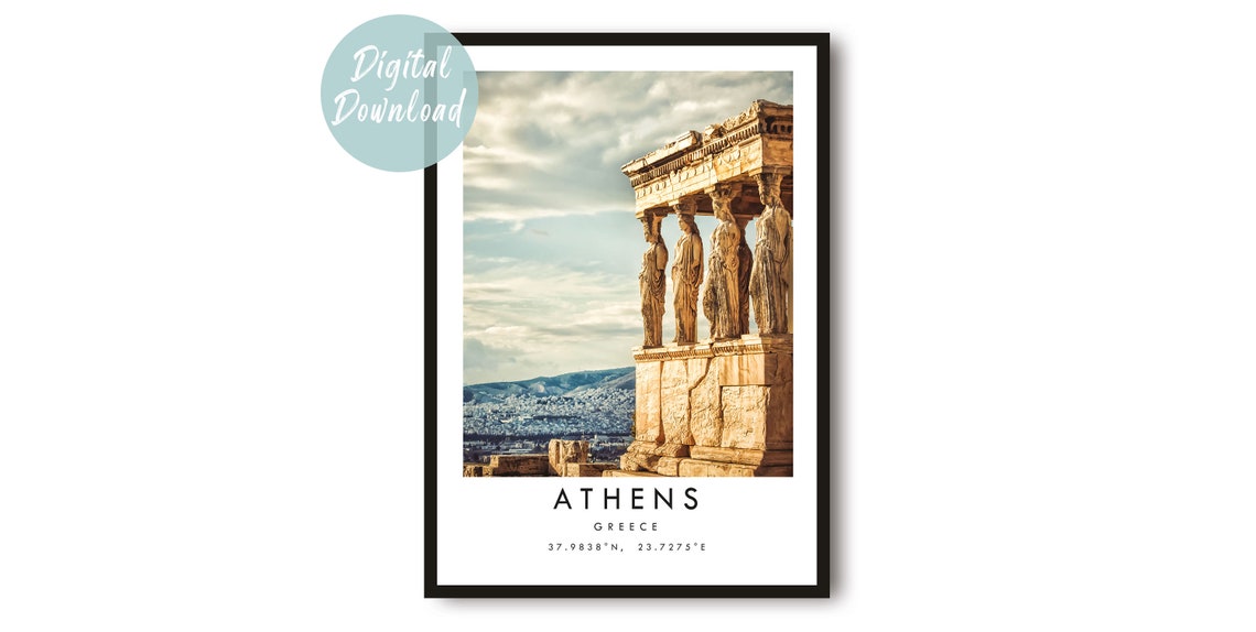 Erechtheion Caryatids on the Acropolis Athens Greece Travel Poster