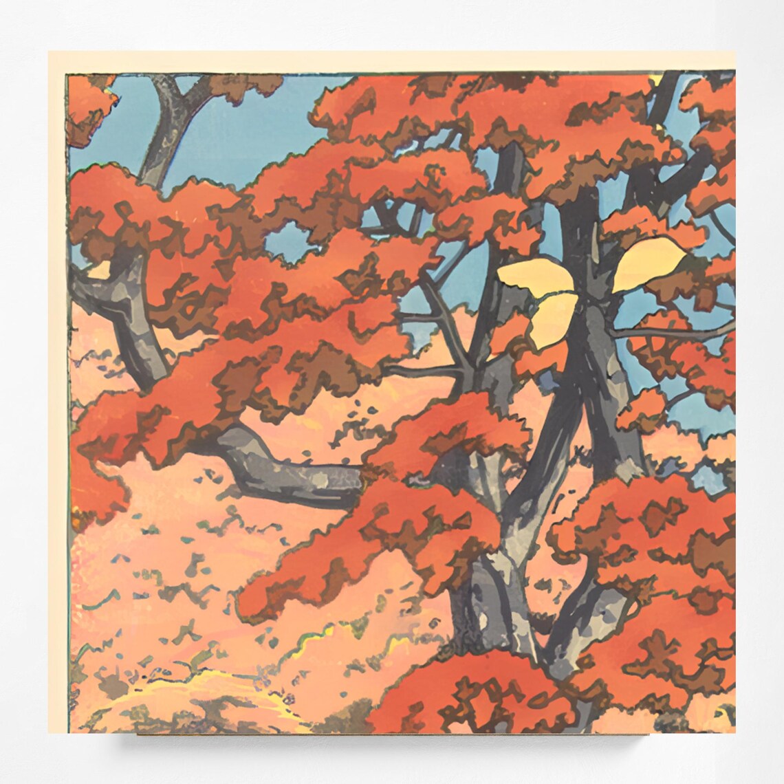 Autumn Woodblock Print, Japanese Vintage Nature Scenery - Image 3