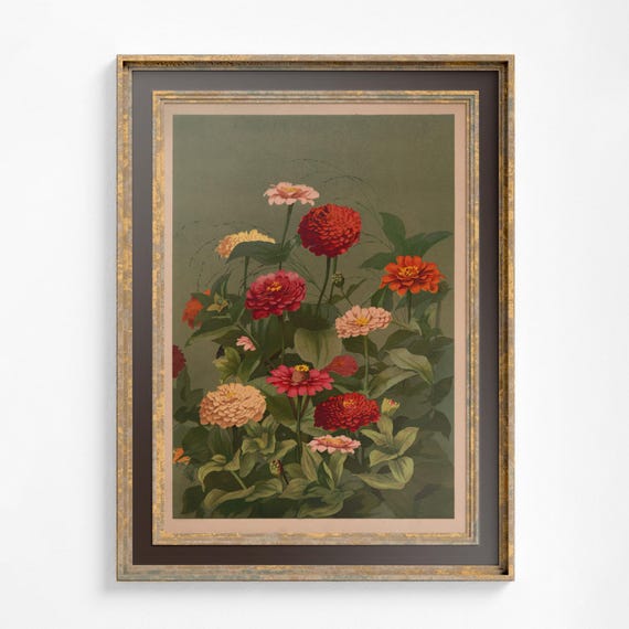 Vintage Floral Art Nouveau Poster, Bohemian Print
