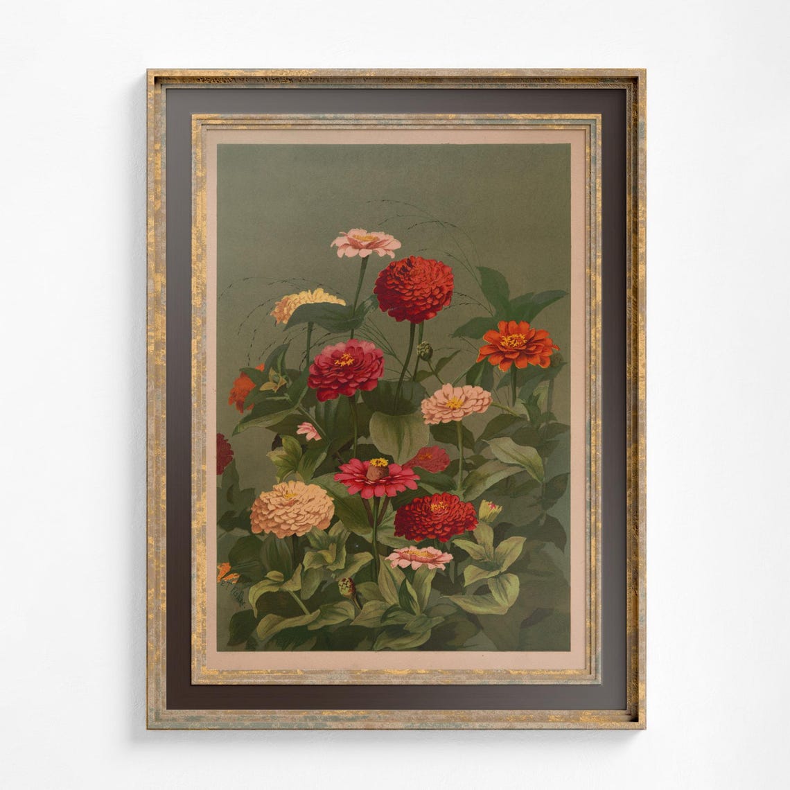 Vintage Floral Art Nouveau Poster, Bohemian Print