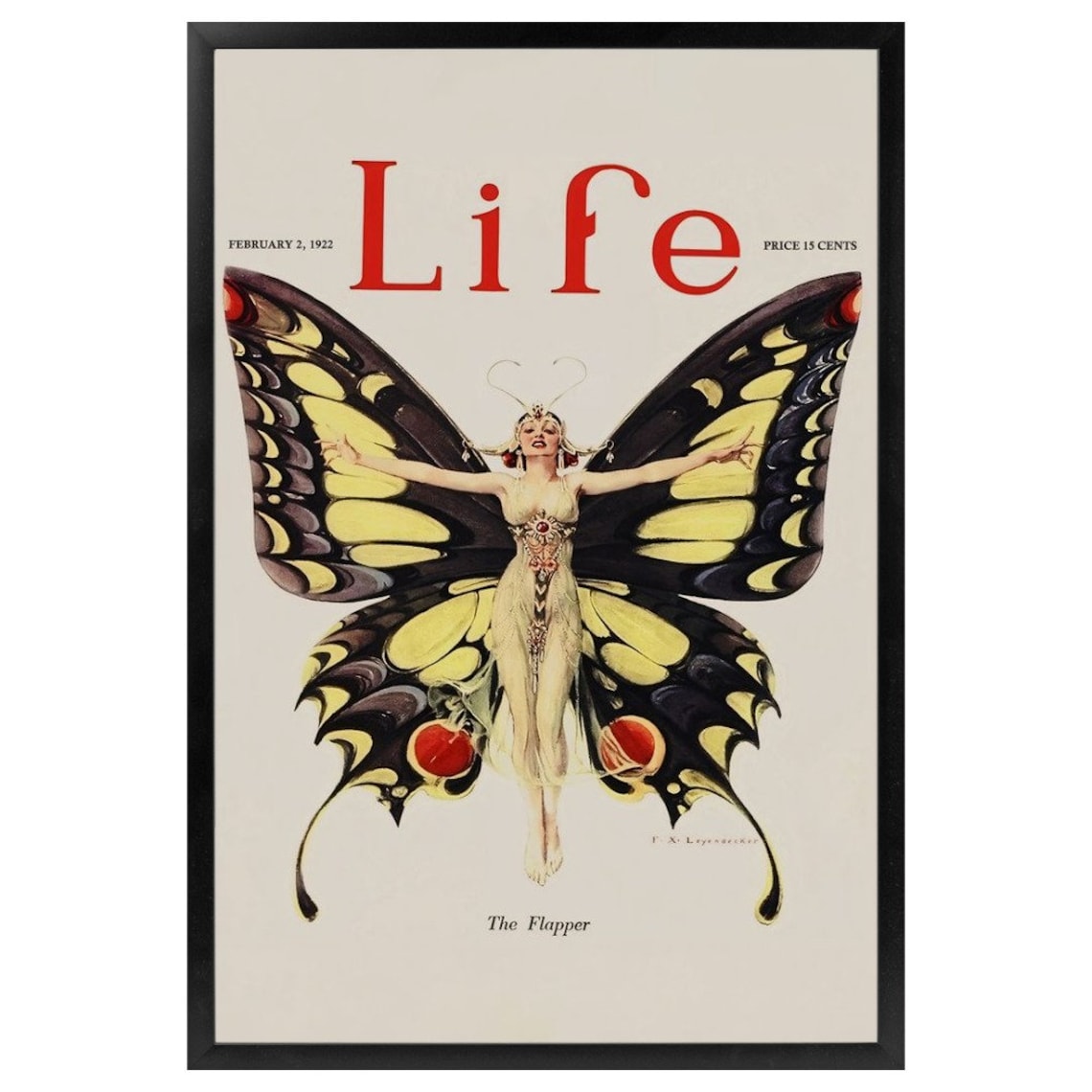 Life Magazine Flapper Butterfly Lady Poster Print