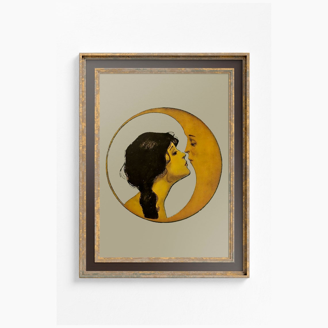 Woman Kissing Moon - Art Nouveau - Image 2