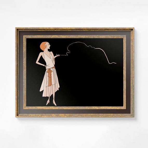 Vintage Smoking Flapper 1920s Art Print