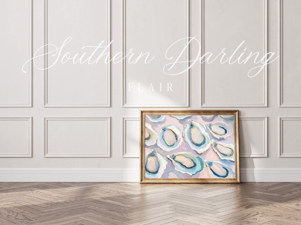 Pastel Oyster Shells On Pink Background Coastal Shell Art Poster - Image 3