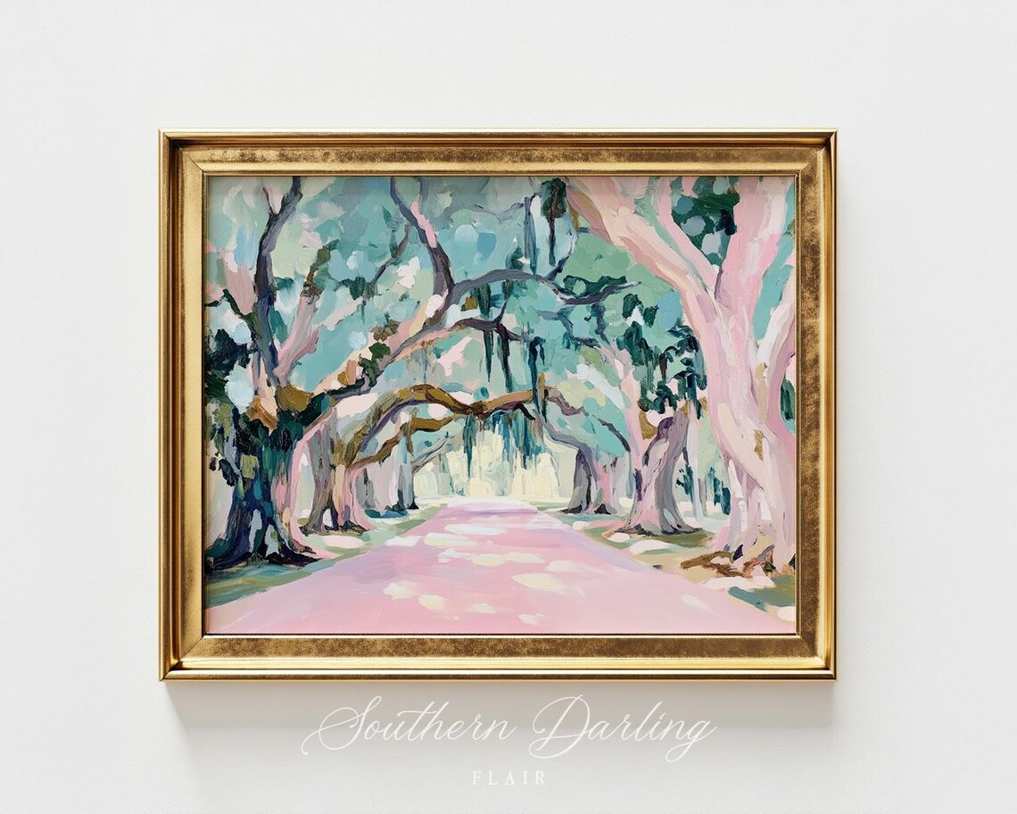 Live Oak Trees Canopy Road, Southern Landscape Art Print