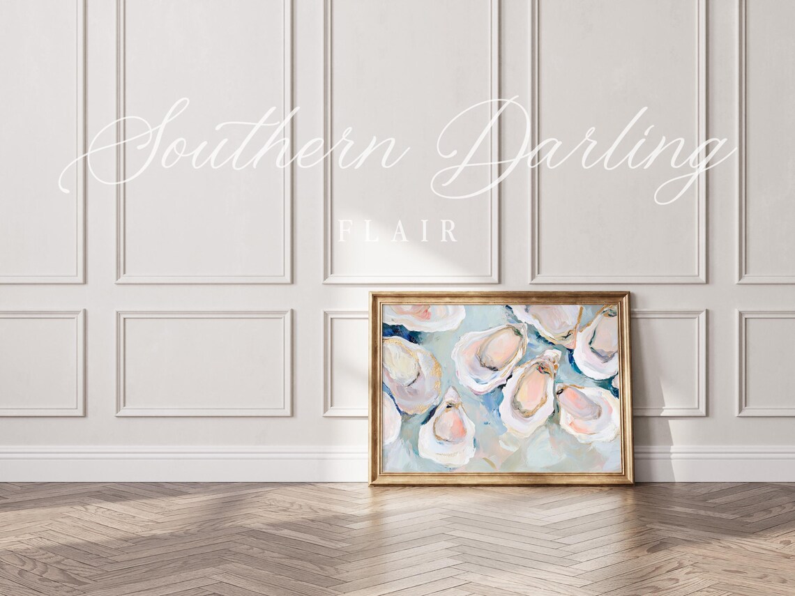 Oyster Shell Coastal Art Print, Grandmillennial - Image 4