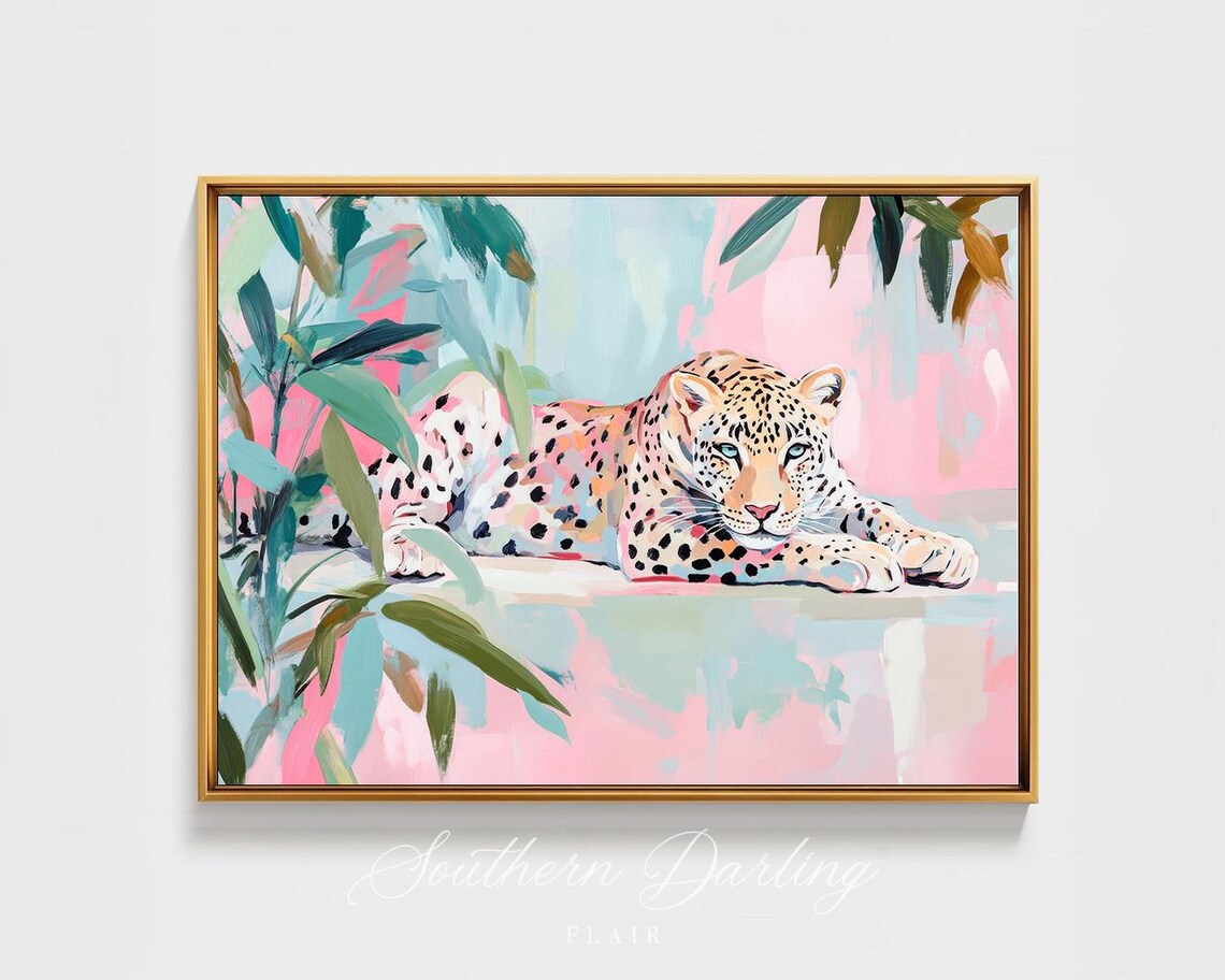 Pastel Leopard Art Print, Grandmillennial Decor - Image 2