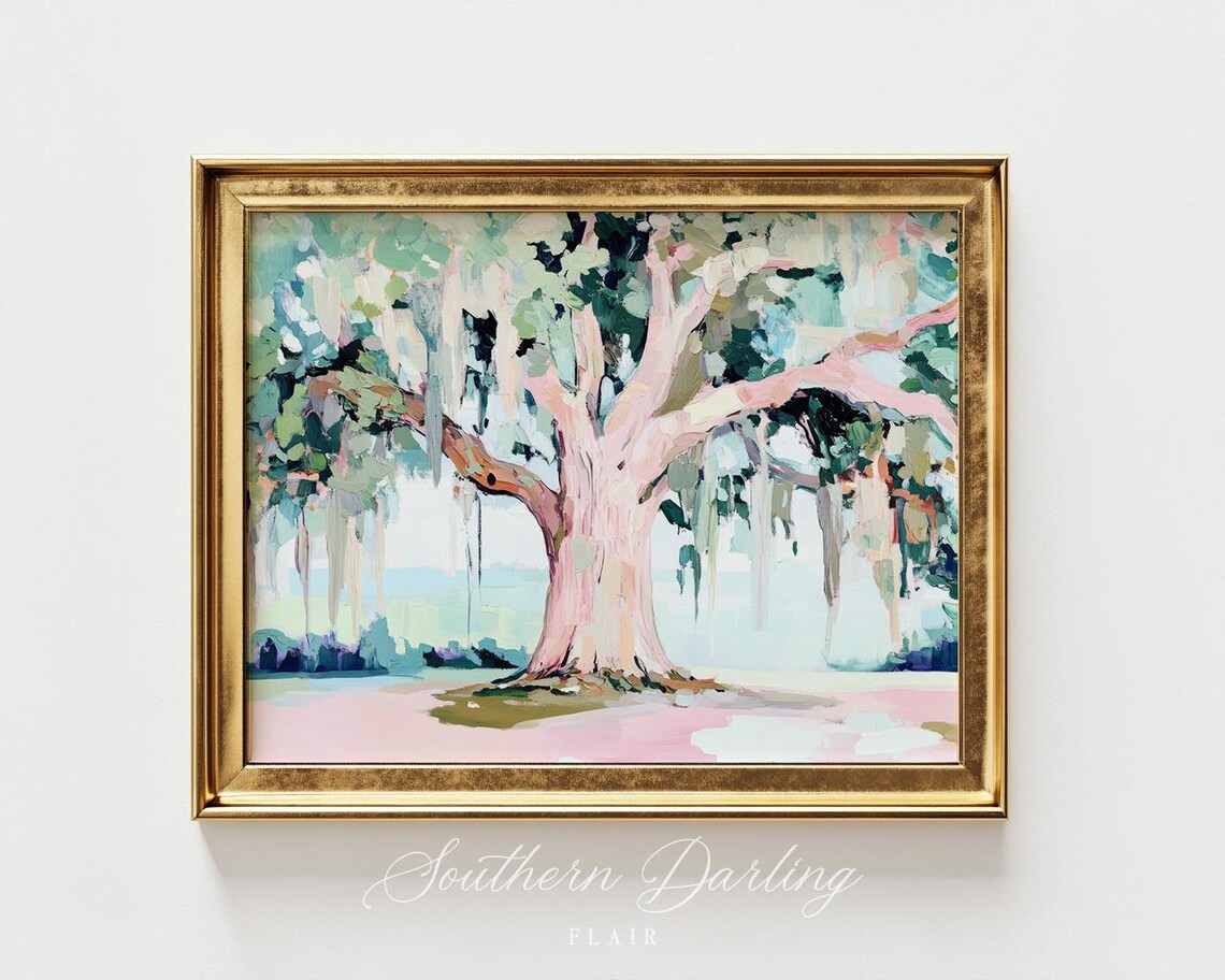 Live Oak Tree Painting, Southern Landscape Art Print