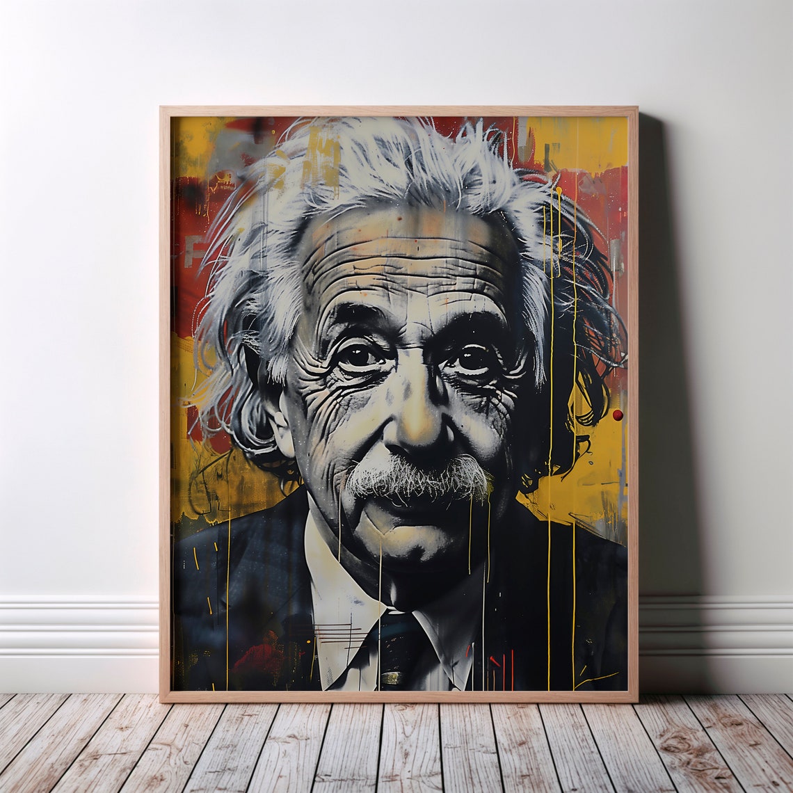 Albert Einstein Graffiti Street Art Colorful Portrait Poster