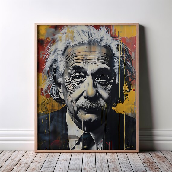 Albert Einstein Graffiti Street Art Colorful Portrait Poster