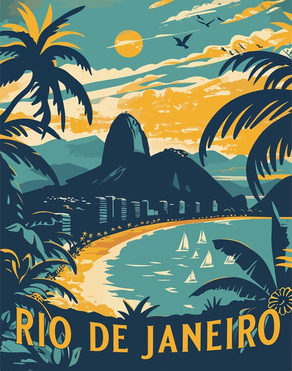Rio De Janeiro Travel Poster Vintage Style Home Brazil Print Wall Art Vacation Souvenir Frame Not Included