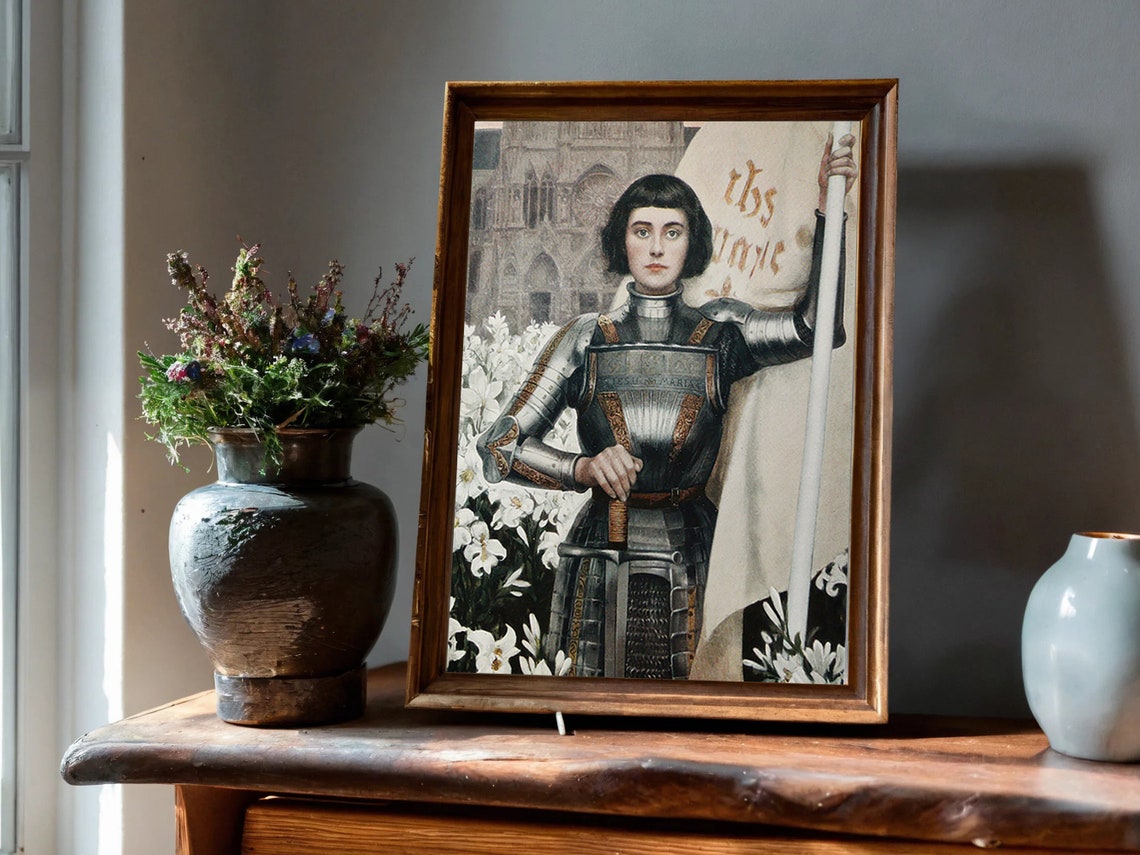 Saint Joan Of Arc Albert Lynch Exhibition Poster Print Woman Portrait Painting Art Nouveau Painting Vintage Saint Print Powerful Woman - Image 3