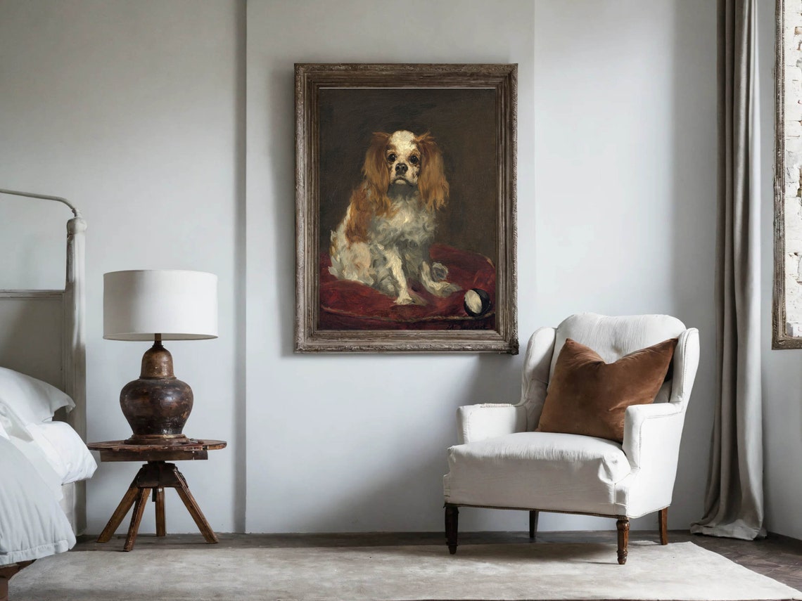 Edouard Manet King Charles Spaniel Dog Portrait Painting Poster - Image 2