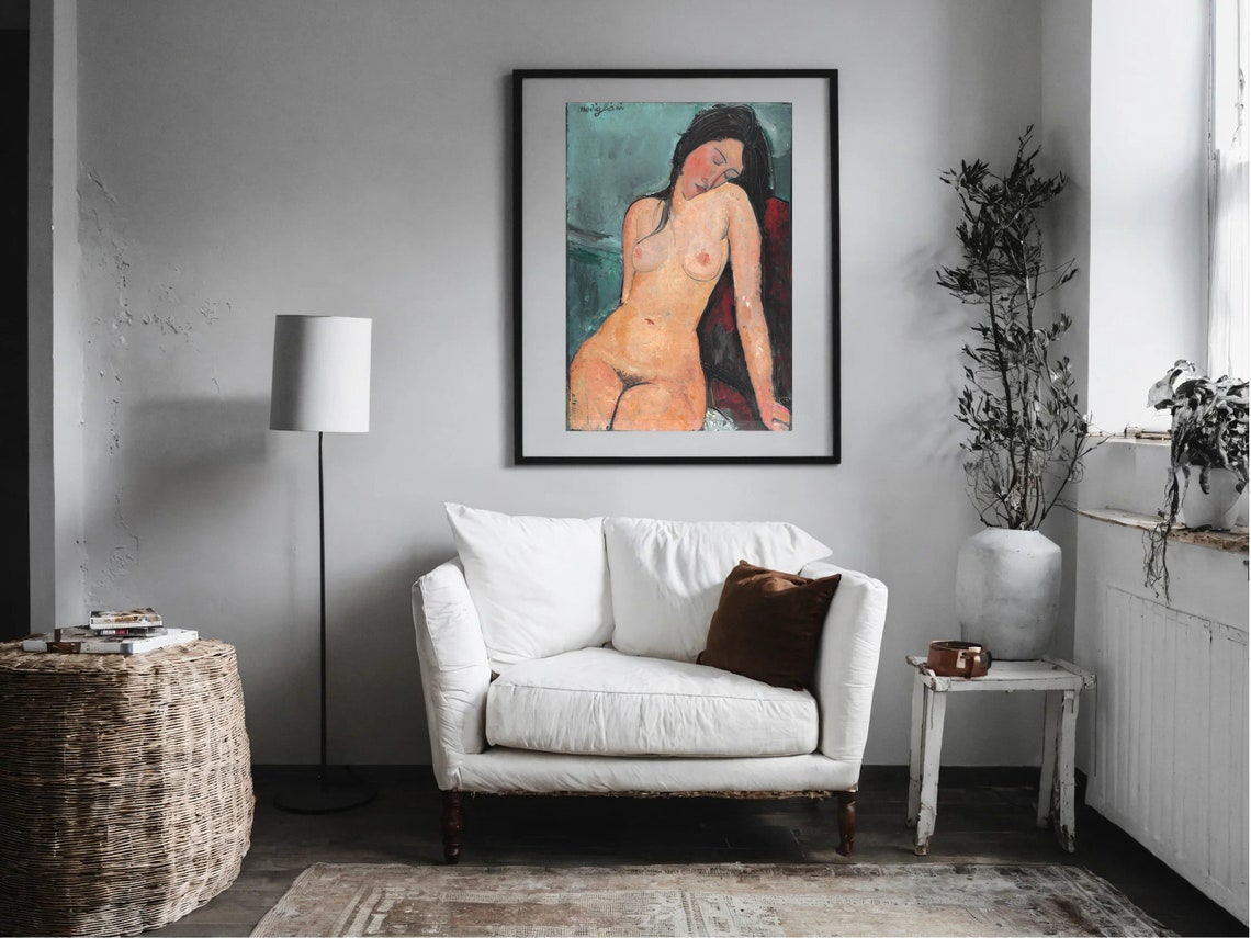 Amedeo Modigliani Female Nude Vintage Woman Nude Portrait Modernist Woman Nude Print Bedroom Wall Art - Image 3
