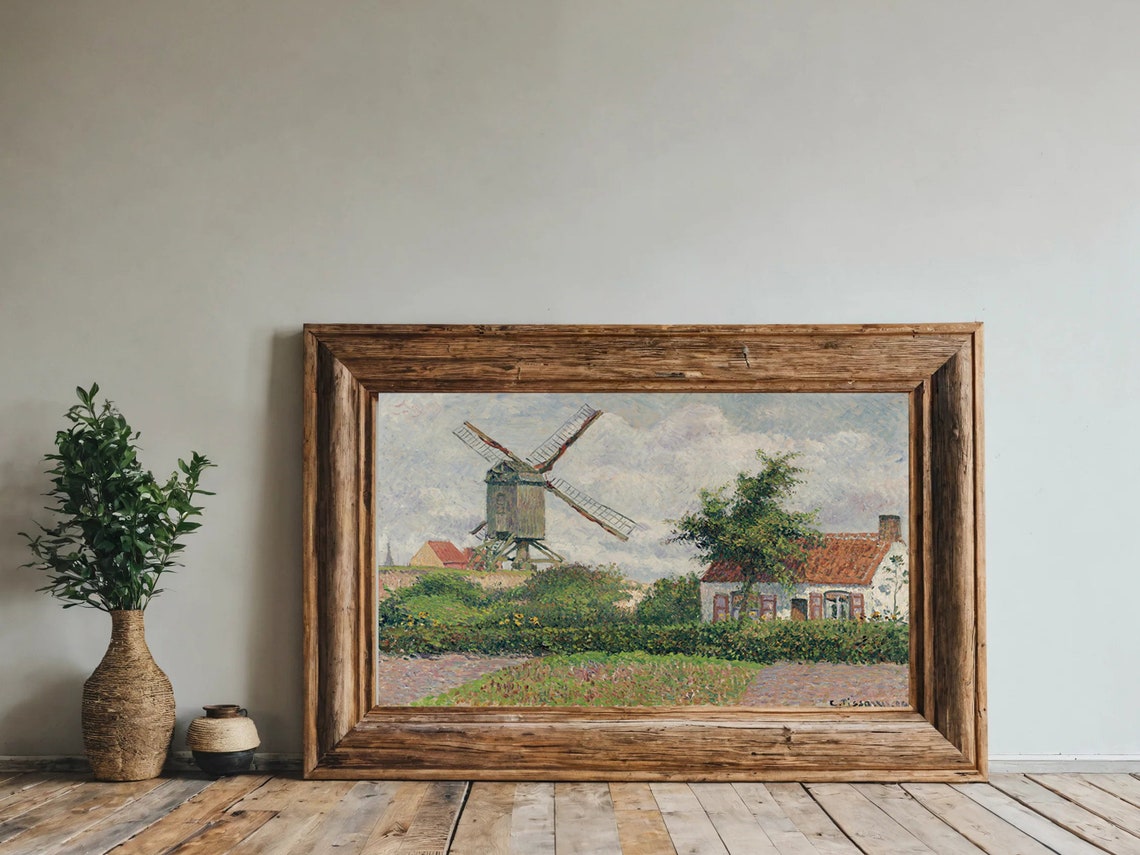 Pissarro Windmill Countryside Cottage Rustic Village Art Poster - Image 5