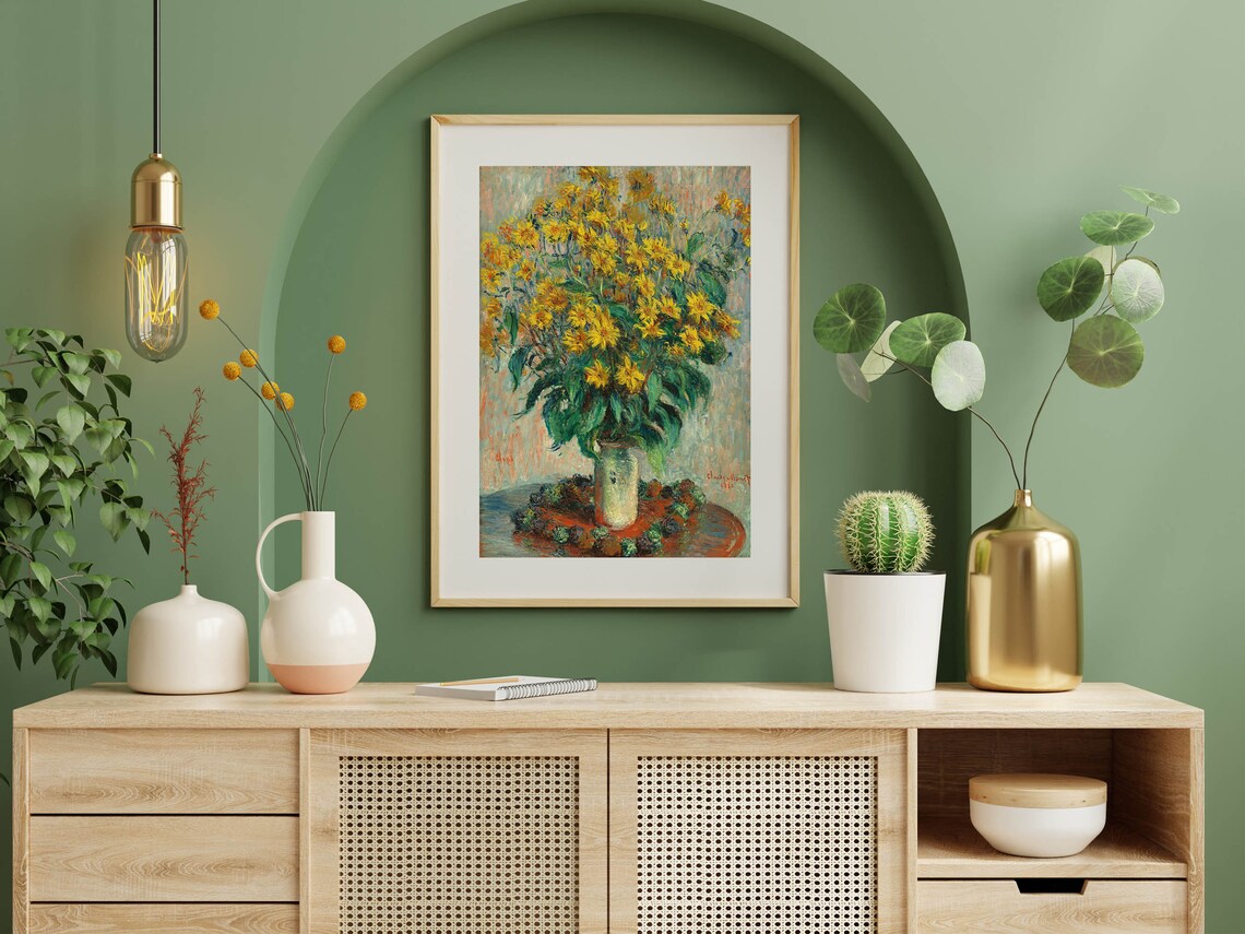 Claude Monet Jerusalem Artichoke Flowers Still Life Vintage Print - Image 4