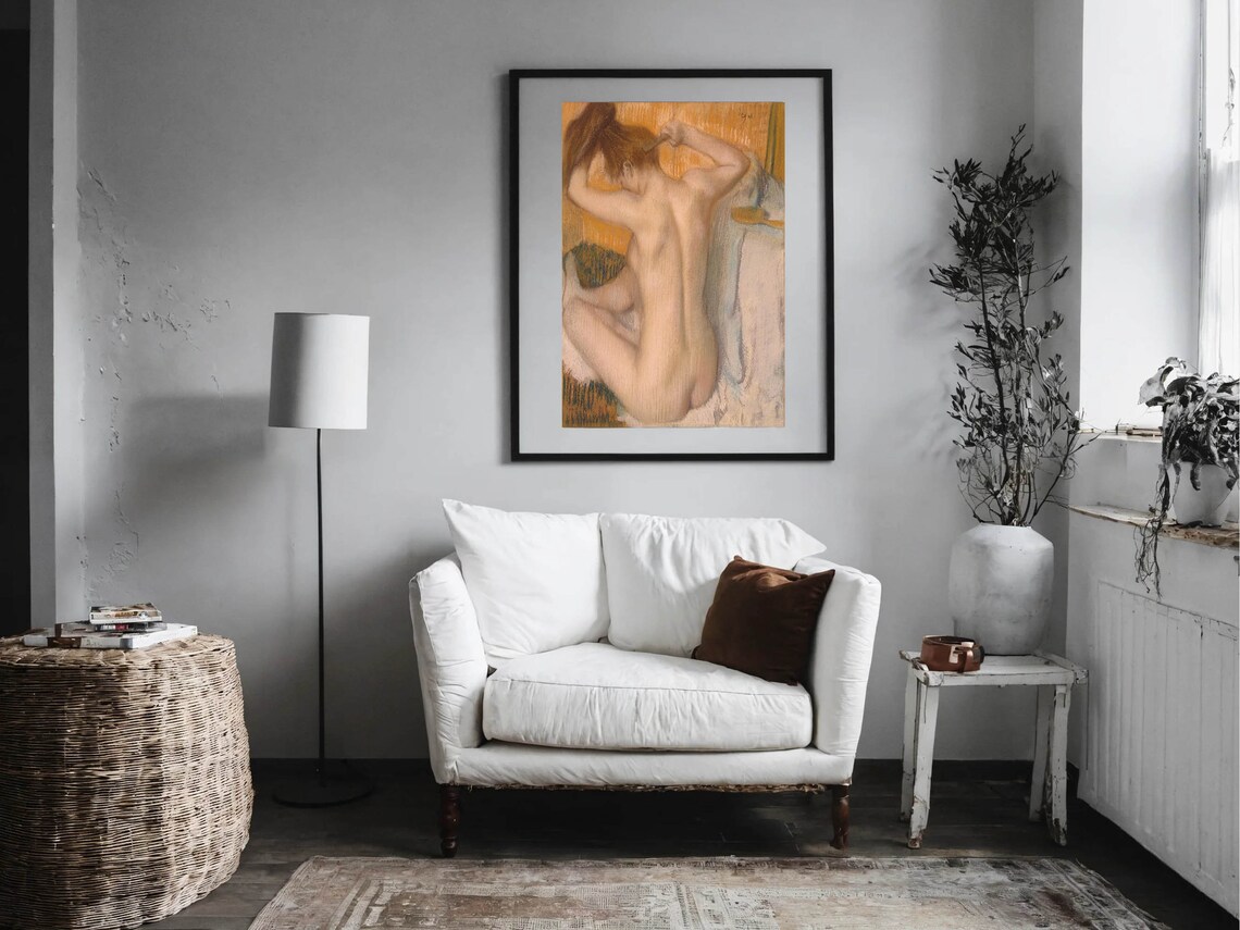 Edgar Degas Woman Combing Her Hair Pastel Figure Classic Print - Image 2
