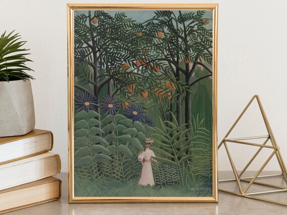 Henri Rousseau Poster Woman Walking In Forest Modernist Tropical Landscape Botanical Jungle Print Wall Art Gift