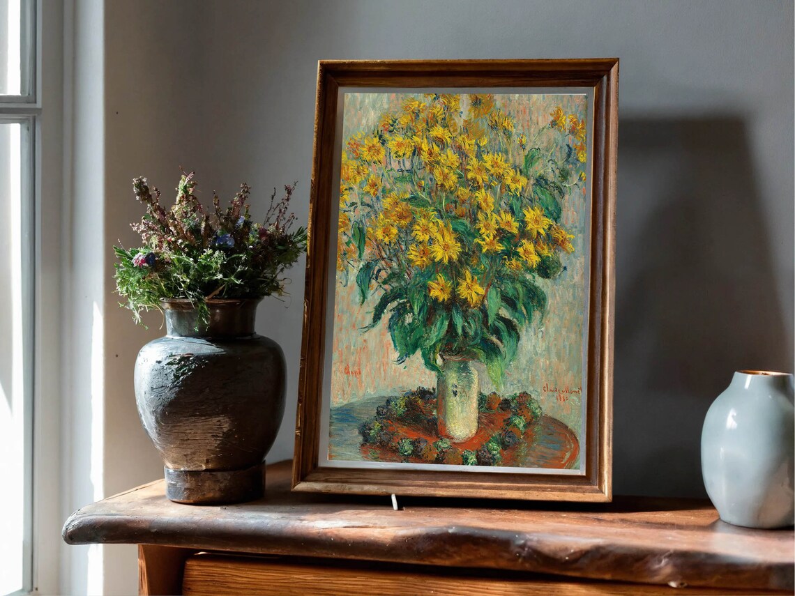 Claude Monet Jerusalem Artichoke Flowers Still Life Vintage Print - Image 2