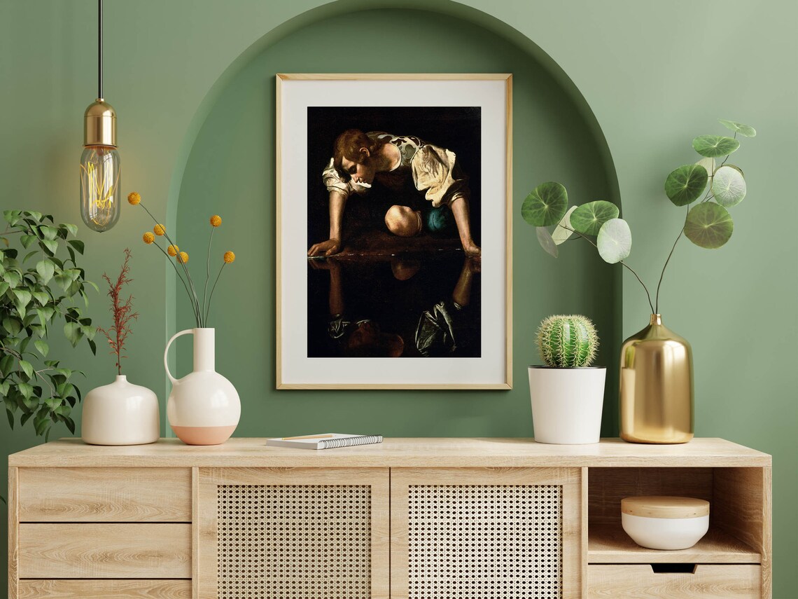 Caravaggio Narcissus at the Water Baroque Masterpiece Classic Print - Image 7