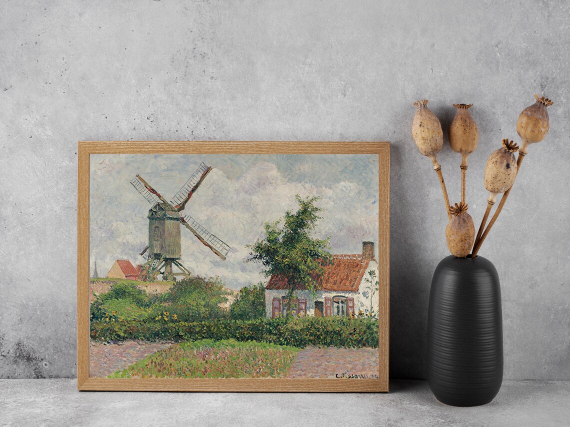 Pissarro Windmill Countryside Cottage Rustic Village Art Poster