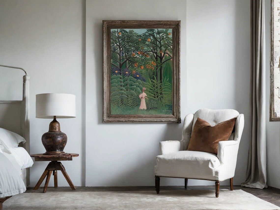 Henri Rousseau Woman Walking in Forest Exotic Tropical Jungle Print - Image 2