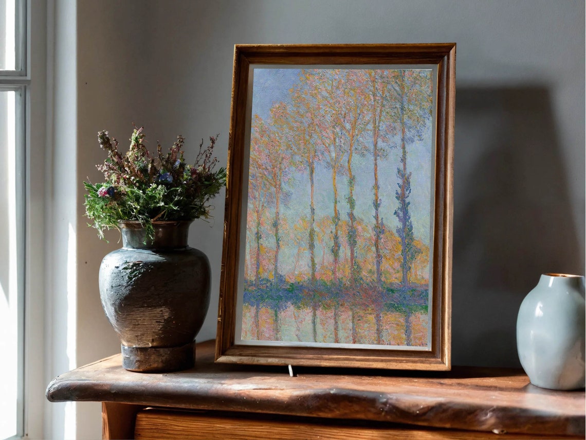 Claude Monet Poplars on the Epte Autumn Reflection Vintage Print - Image 6