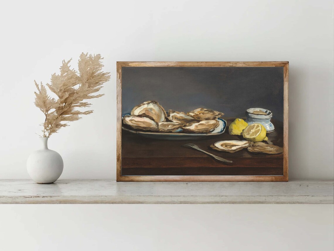 Still Life Of Oysters, Vintage Manet Art Print - Image 6