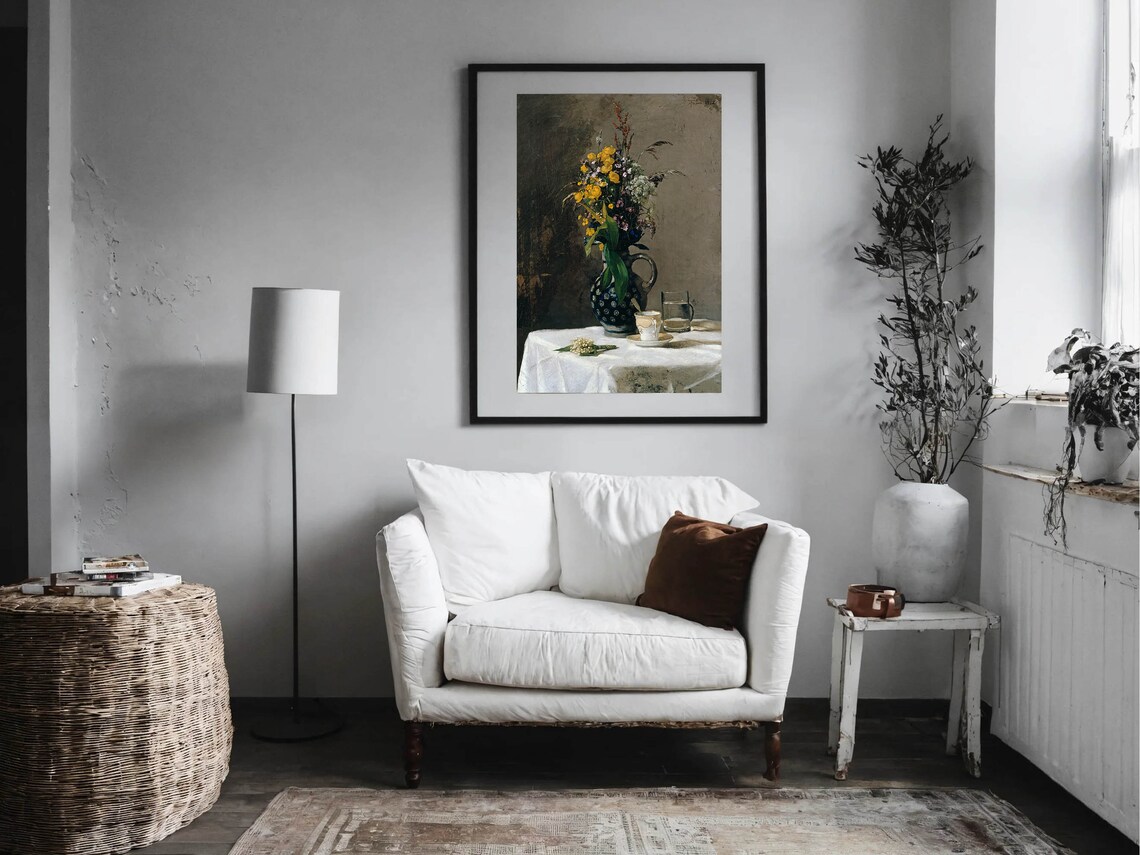 Hans Thoma Wildflower Bouquet Vintage Still Life Jug Painting Poster - Image 5