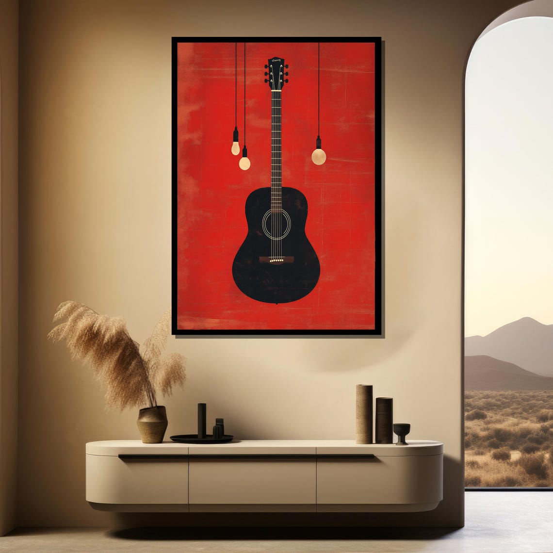 Modern Guitar Painting Bold Wall Art Gift For Music Lovers And Contemporary Home Decor - Image 4