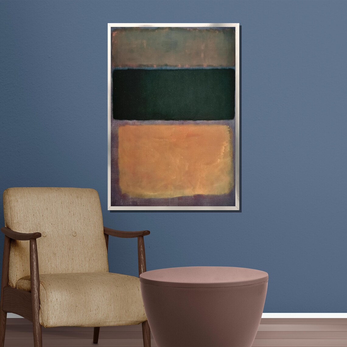 Ochre and Forest Green Soft Color Block Modern Painting Poster - Image 5
