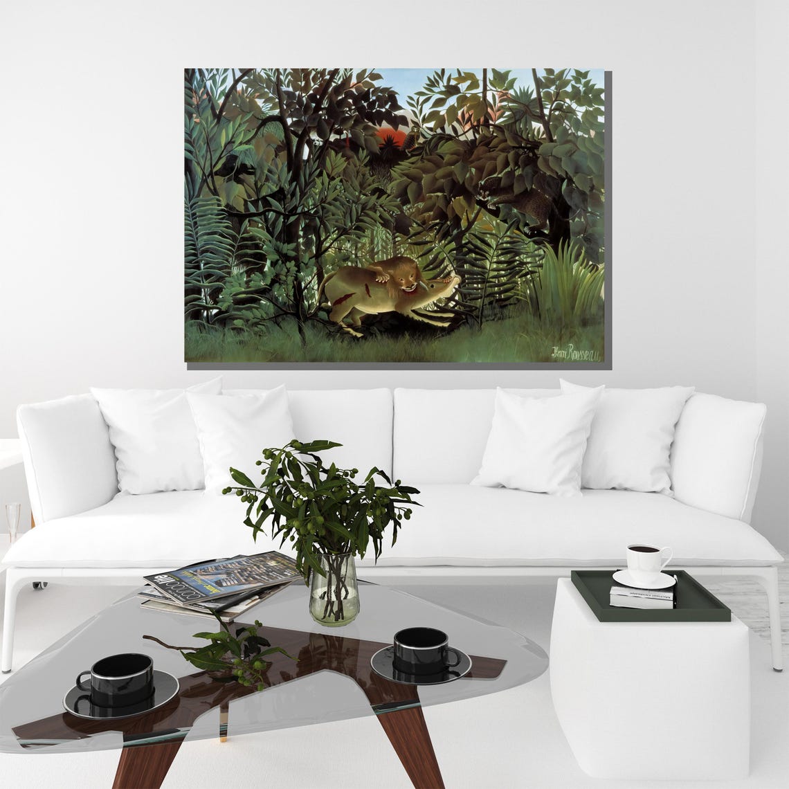 Henri Rousseau The Hungry Lion Dramatic Naive Jungle Painting Poster - Image 3
