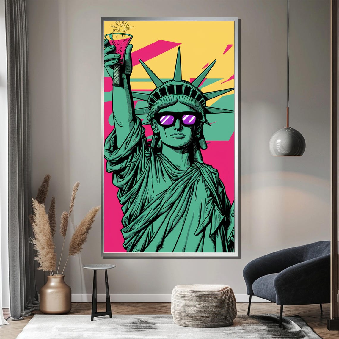 Pop Art Statue Of Liberty Painting Bold Wall Art Gift For Modern Home Decor And Vibrant Artistic Expression - Image 3