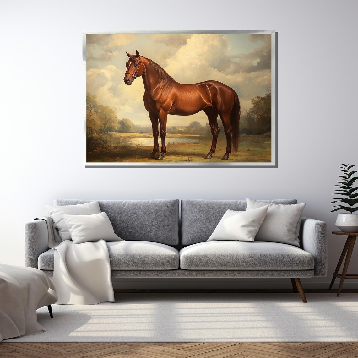 Vintage Chestnut Horse Standing In A Peaceful Pasture Poster - Image 3