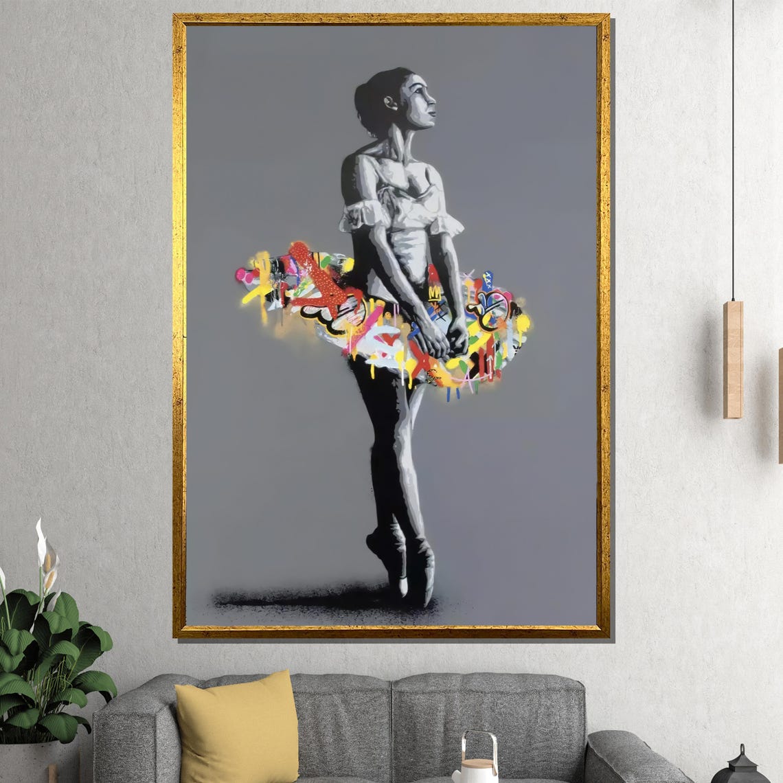 Ballerina Standing En Pointe In A Graffiti Painted Tutu Poster