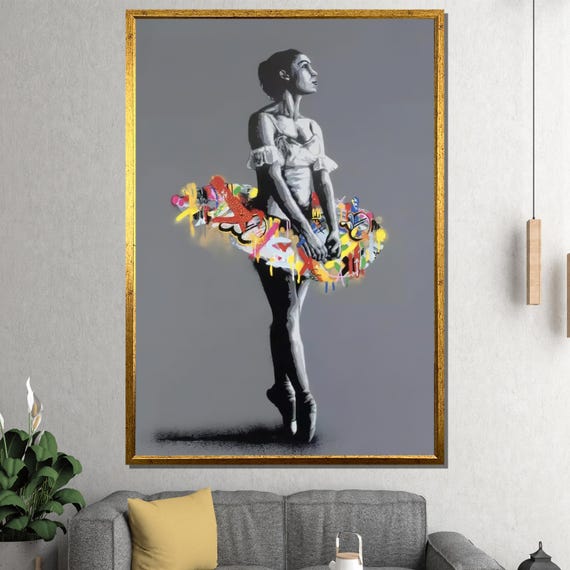 Graceful Ballerina With Colorful Tutu Wall Art Vibrant And Artistic Painting Unique Gift For Modern And Elegant Home Decor