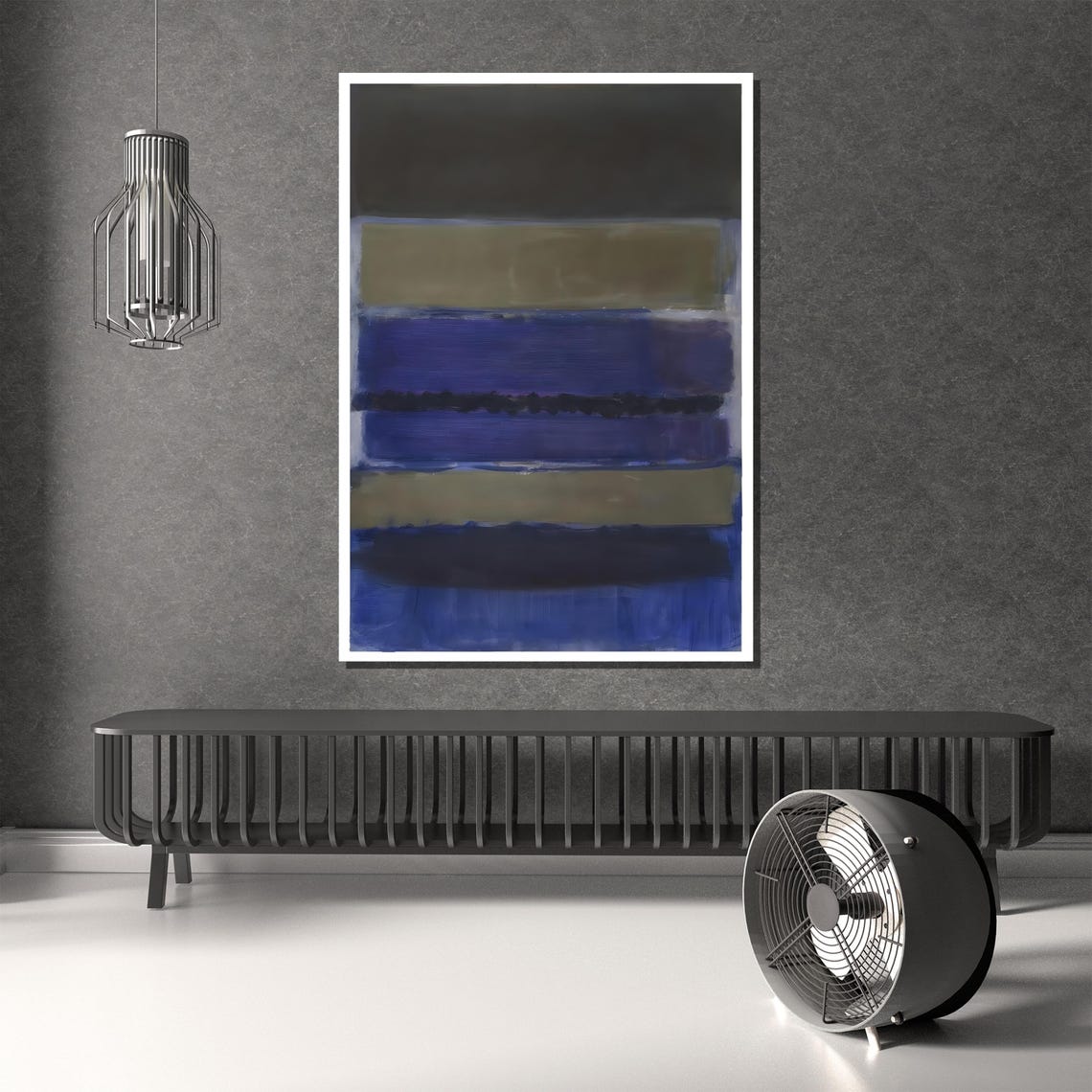 Blue and Gray Horizontal Color Bands Modern Minimal Abstract Poster - Image 4