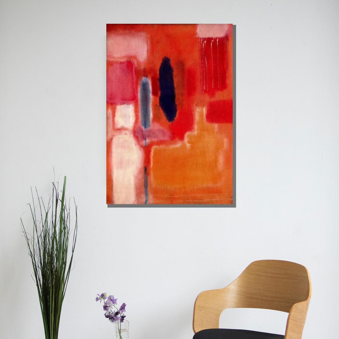 Bold Red Abstract With Dark Vertical Figures Expressionist Poster - Image 3