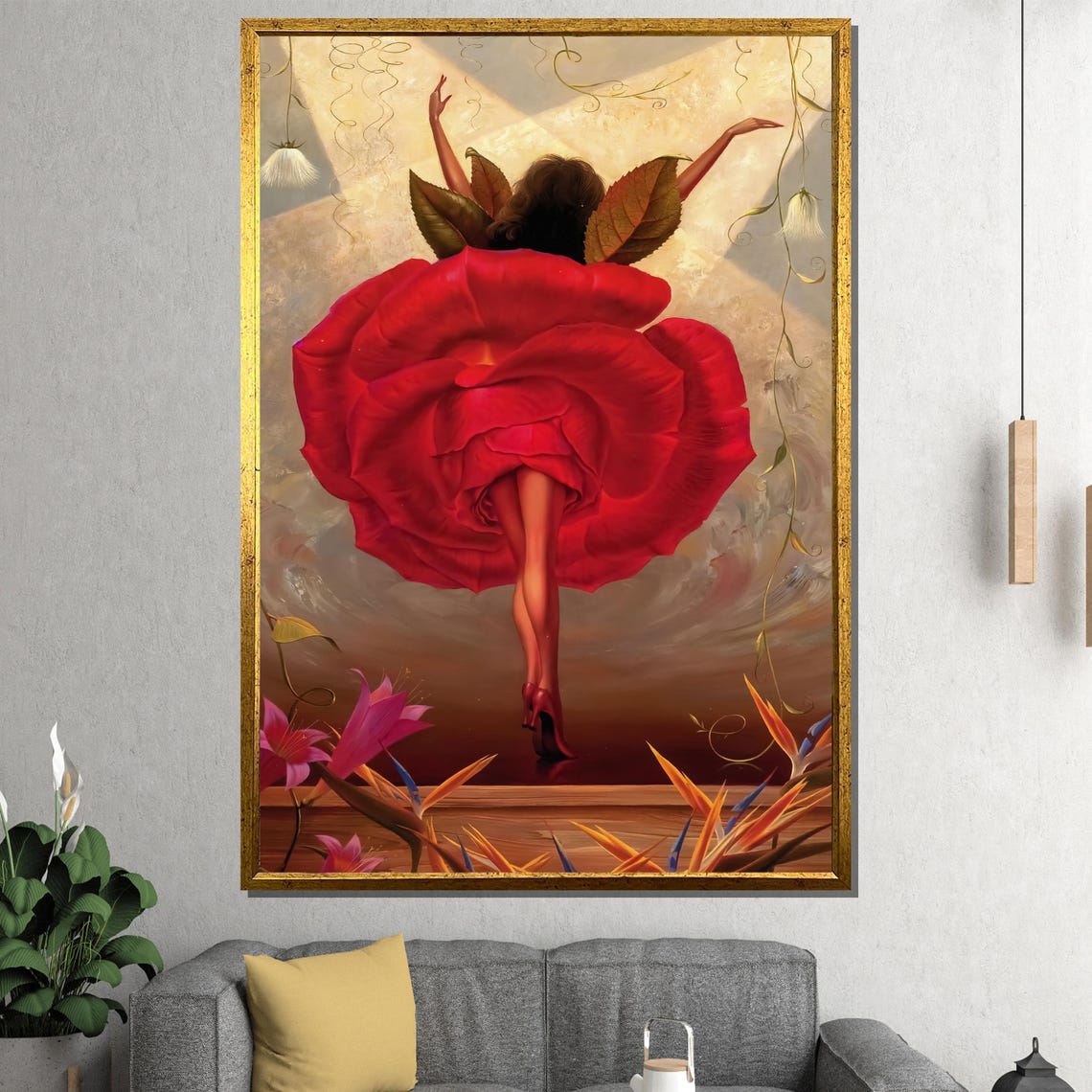 Vladimir Kush Rose Dancer Surrealist Red Flower Lady Fantasy Poster