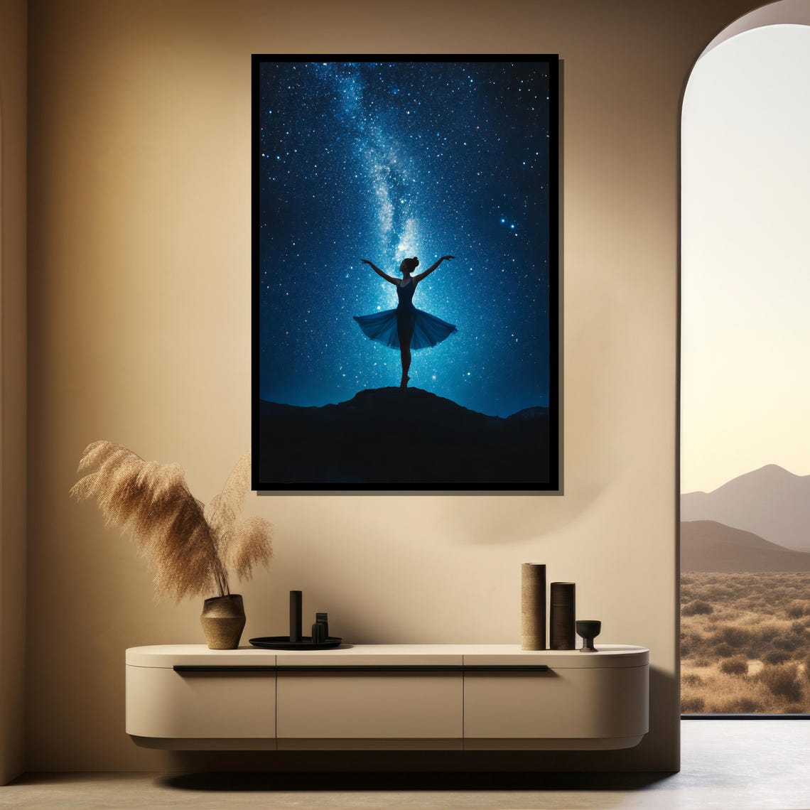 Starry Night Ballerina Silhouette Under the Milky Way Poster - Image 4