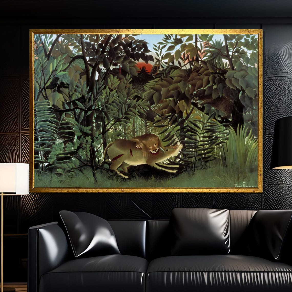 Henri Rousseau The Hungry Lion Dramatic Naive Jungle Painting Poster
