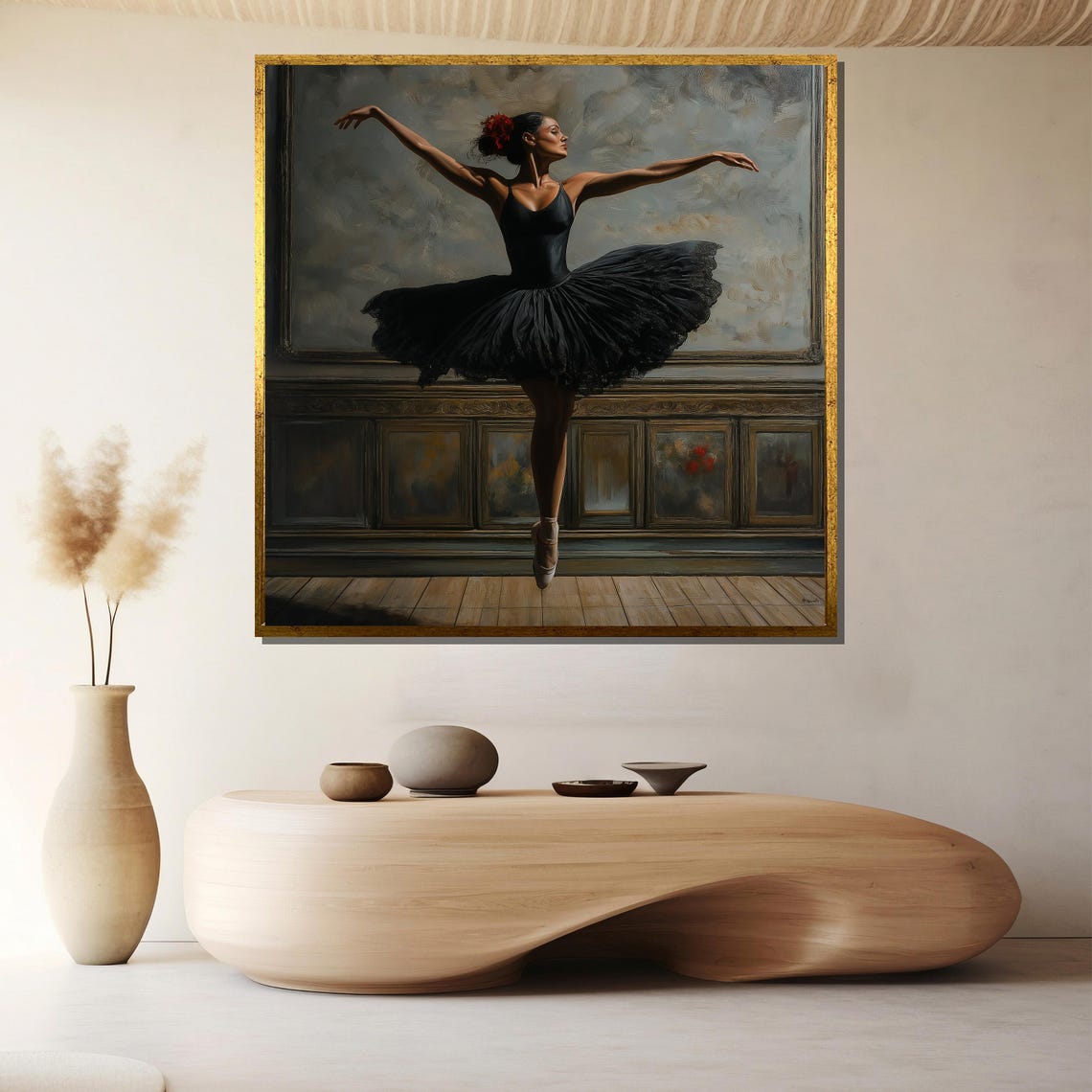 Ballerina Black Tutu Leaping Classical Dance Painting Wall Poster