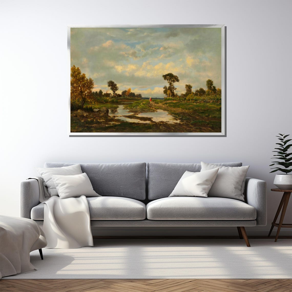 Romantic Pond and Meadow Golden Light Classic Landscape Poster - Image 5