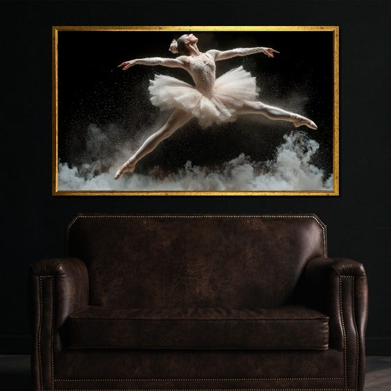 Graceful Ballerina In Motion Painting Elegant Wall Art Gift For Dance Enthusiasts And Modern Home Decor