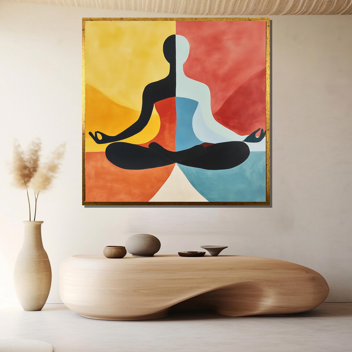 Abstract Yoga Duality Color Block Modern Meditation Wall Poster